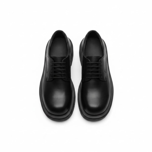 Classic Chunky Derby Shoes – Genuine Leather Black
