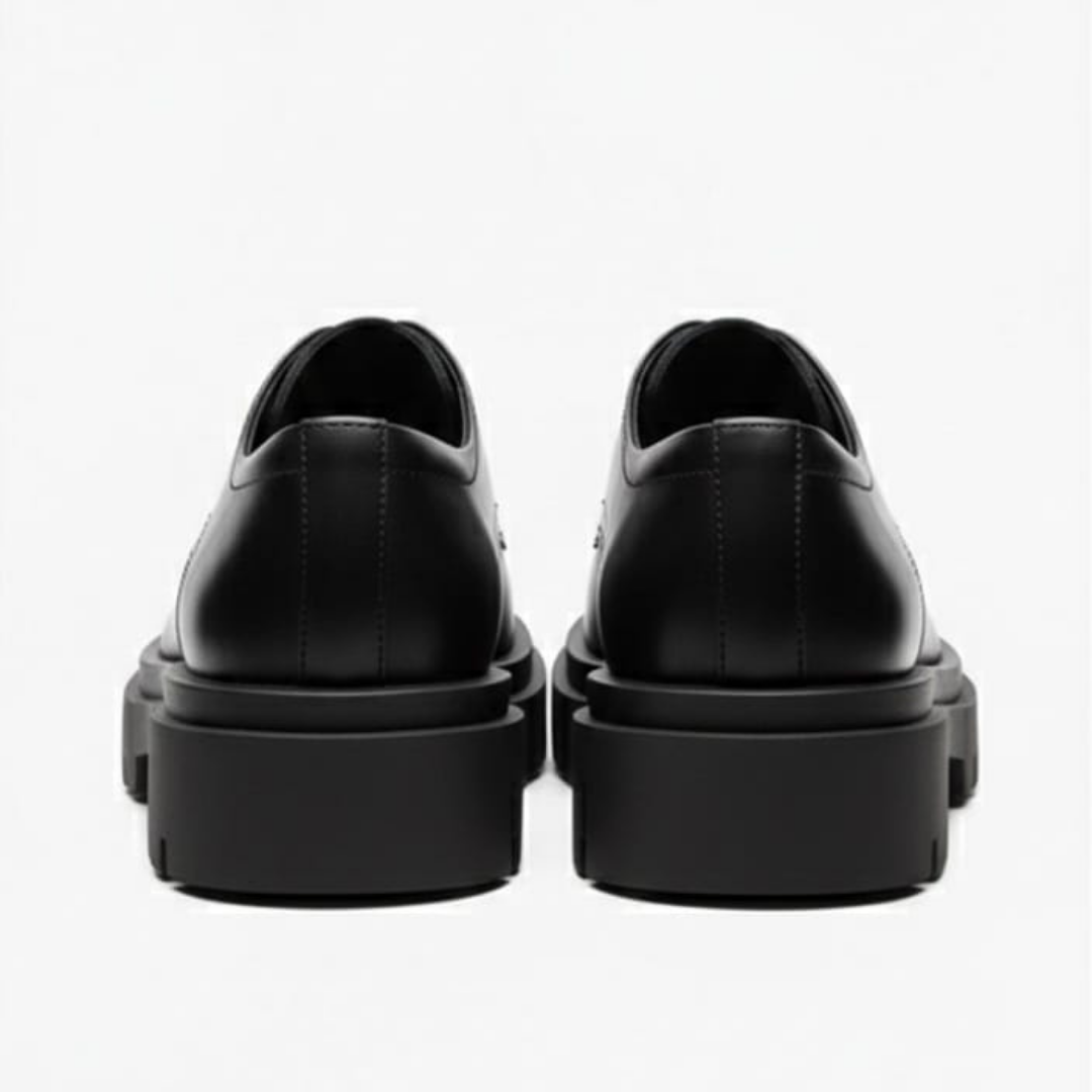 Classic Chunky Derby Shoes – Genuine Leather Black