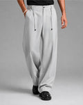 wide leg pants with rope - GRAY