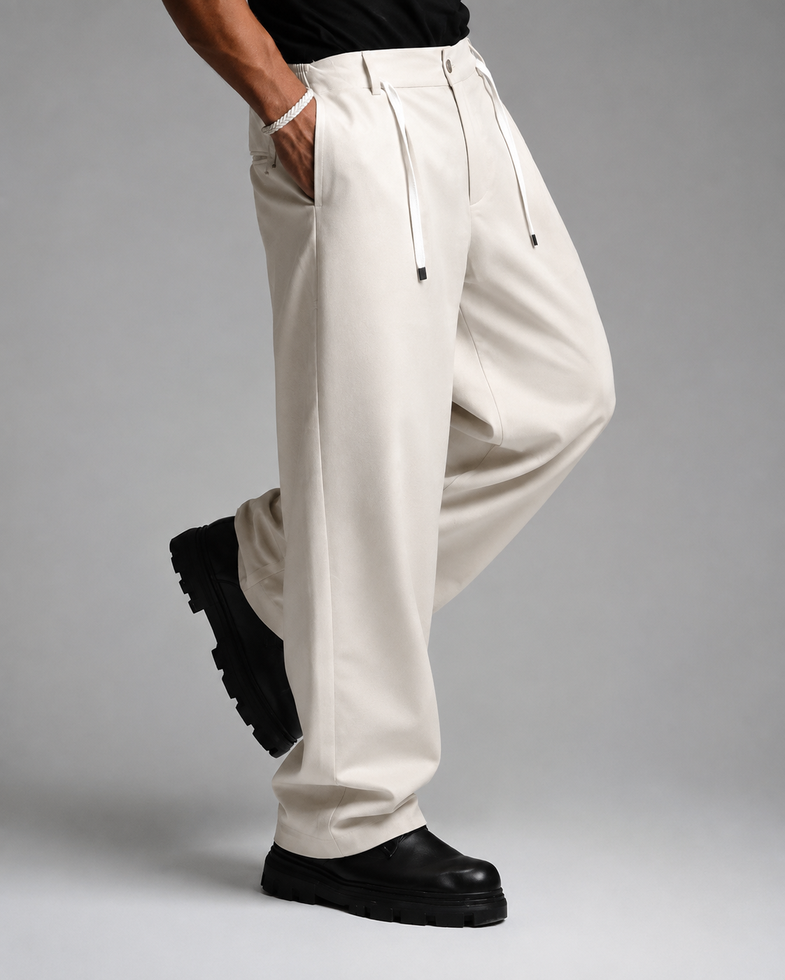 wide leg pants with rope
