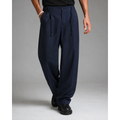 wide leg pants with rope - NAVY