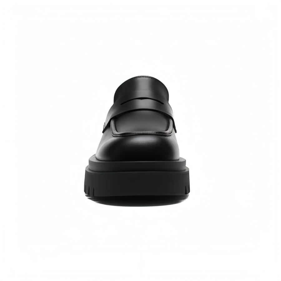 Classic Chunky Penny Loafers – Genuine Leather Black