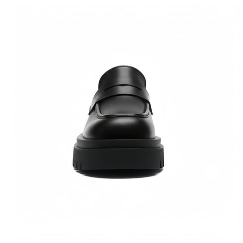 Classic Chunky Penny Loafers – Genuine Leather Black