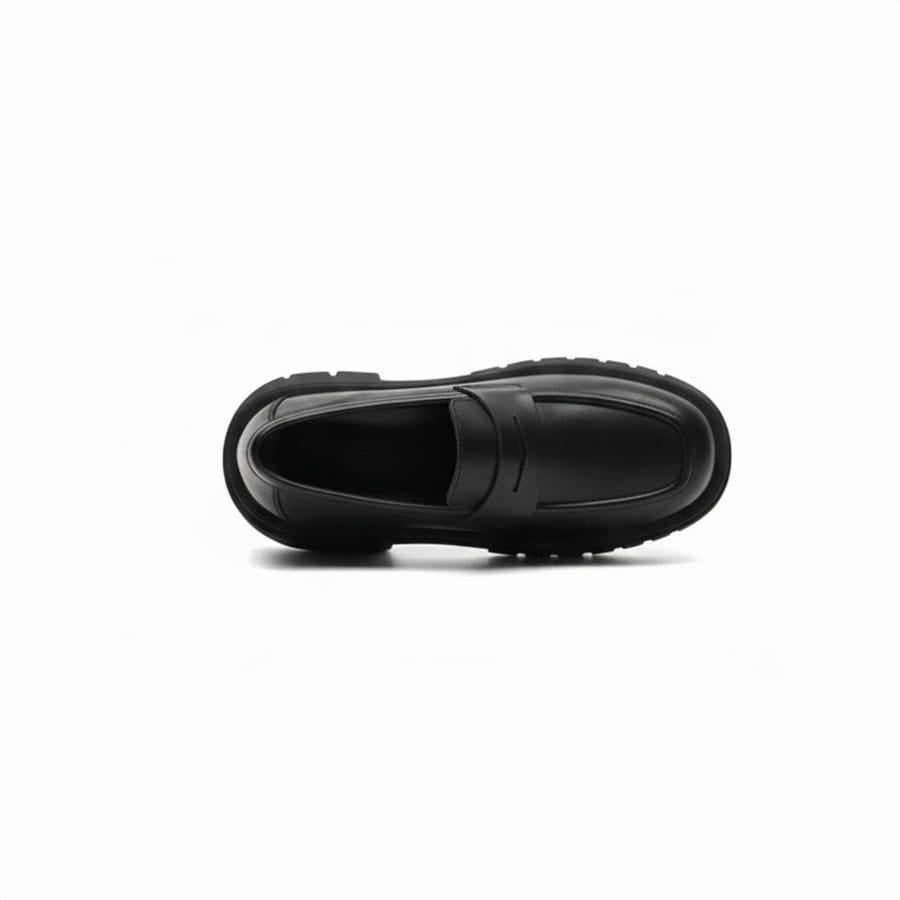 Classic Chunky Penny Loafers – Genuine Leather Black