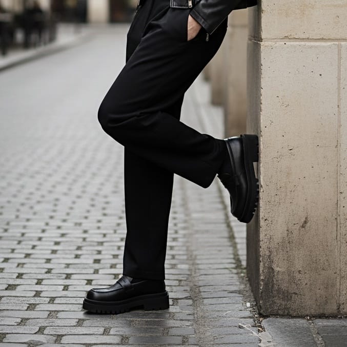 Classic Chunky Penny Loafers – Genuine Leather Black