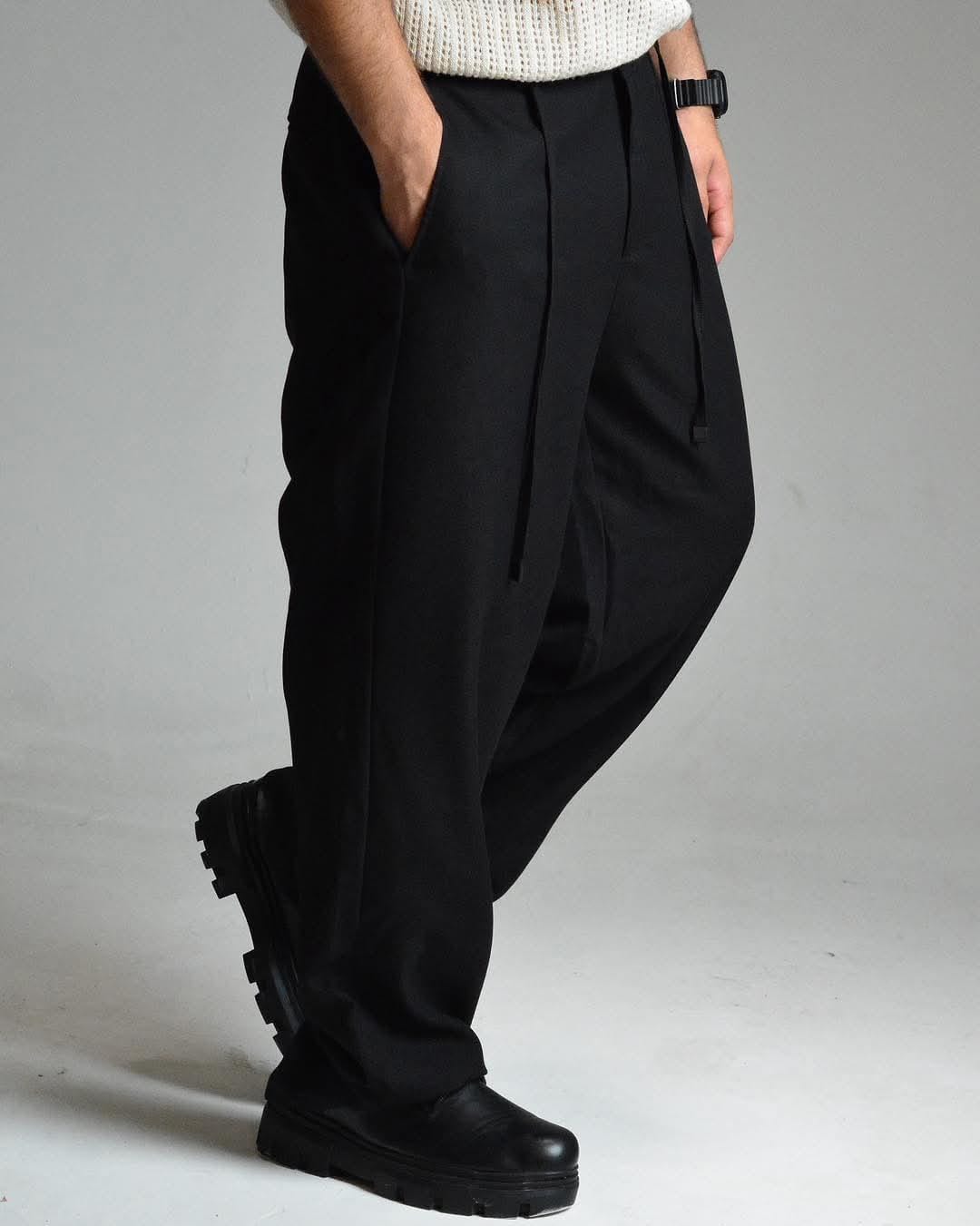 wide leg pants with rope