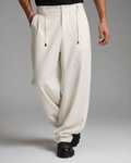 wide leg pants with rope - BEIGE